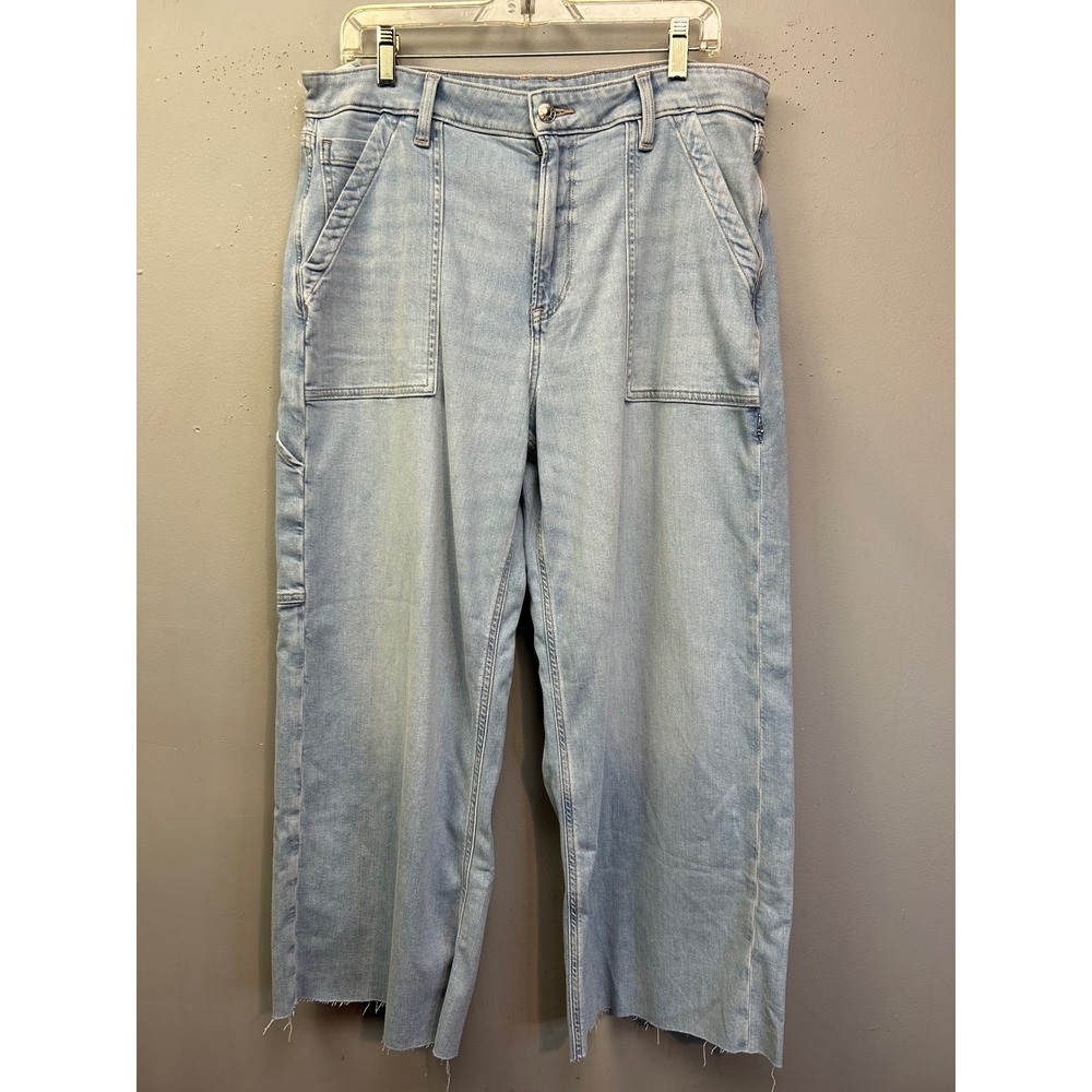 American Eagle Jeans Womens 14 Short Light Blue Baggy Wide Leg Carpenter Utility